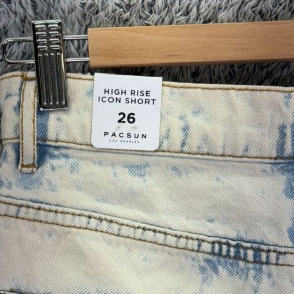 NWT PACSUN High Rise Icon Short Jean Cutoff Raw Hem Distressed Denim Women's 26 - Picture 8 of 12